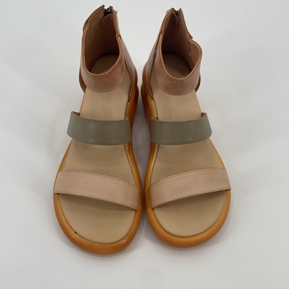 HZM Pink & Green Triple-Strap Leather Gladiator Sandal Size 6 (EU36) - Picture 5 of 12